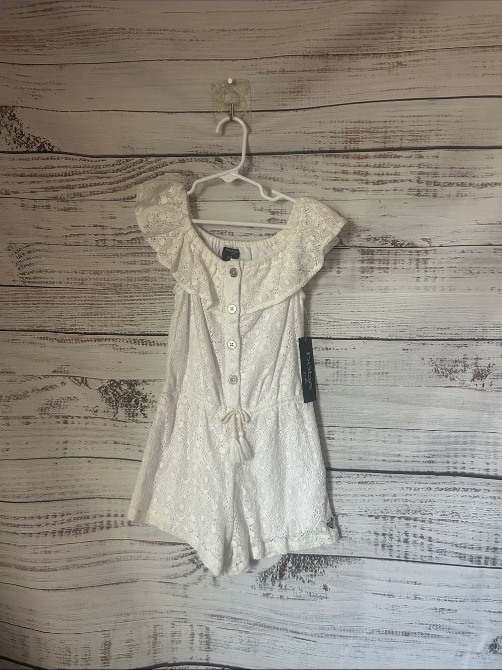 NWT Bebe Girls' White Lace Romper size 5/6